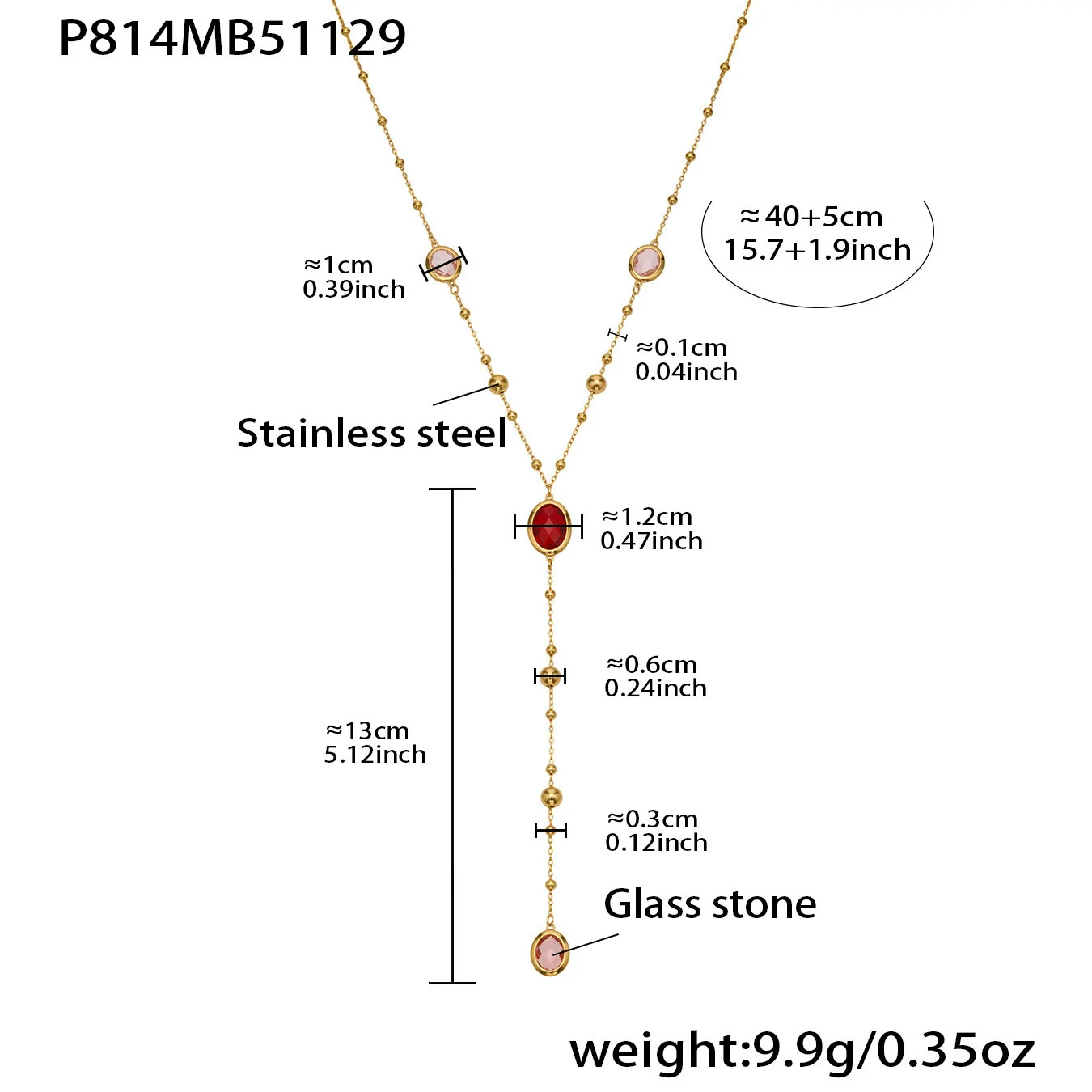 Wholesale 18K Gold Plated Stainless Steel And Glass Cross Clip Bead Chain Oval Edge Faceted Stone Jewelry Set For Women - Image 27