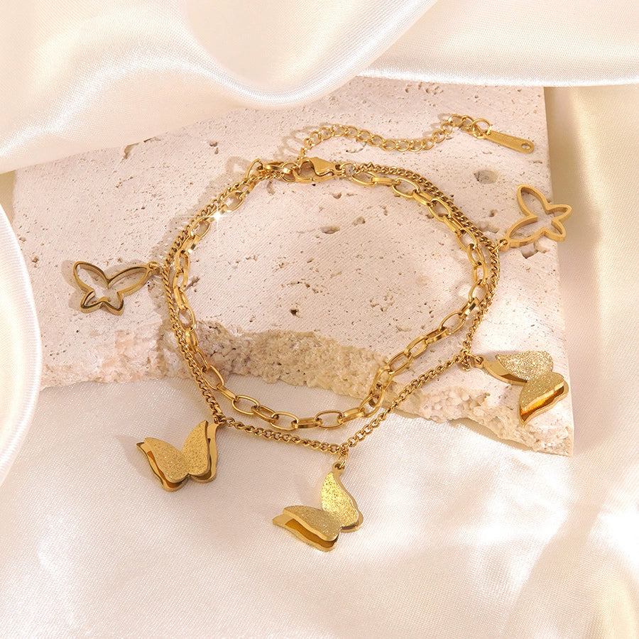 Wholesale 18K Gold Plated Stainless Steel Butterfly Cross Bracelet For Women With Animal And Zodiac Patterns - Image 2