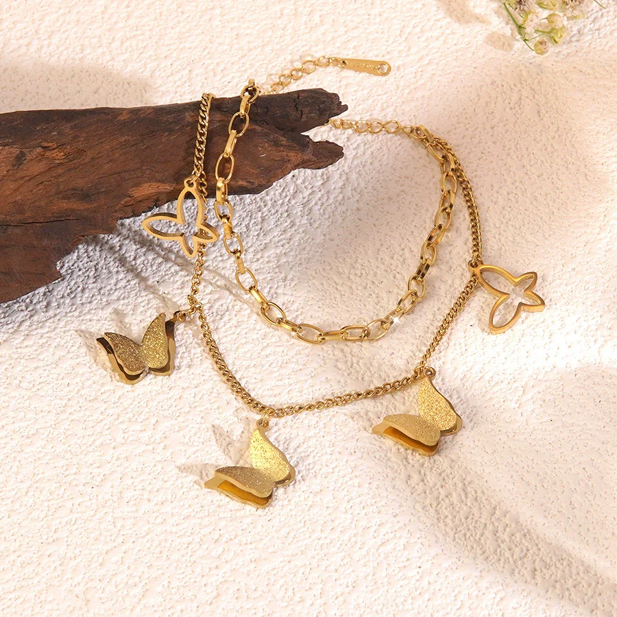 Wholesale 18K Gold Plated Stainless Steel Butterfly Cross Bracelet For Women With Animal And Zodiac Patterns - Image 3