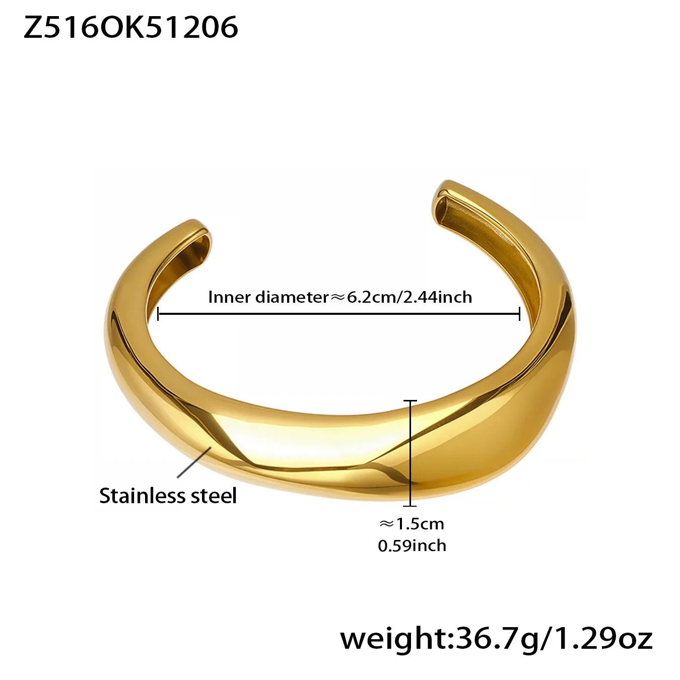 Wholesale 18K Gold Plated Stainless Steel Geometric Flower Heart Cshaped Beveled High Polish Glossy Pendant Bracelet Accessories - Image 6