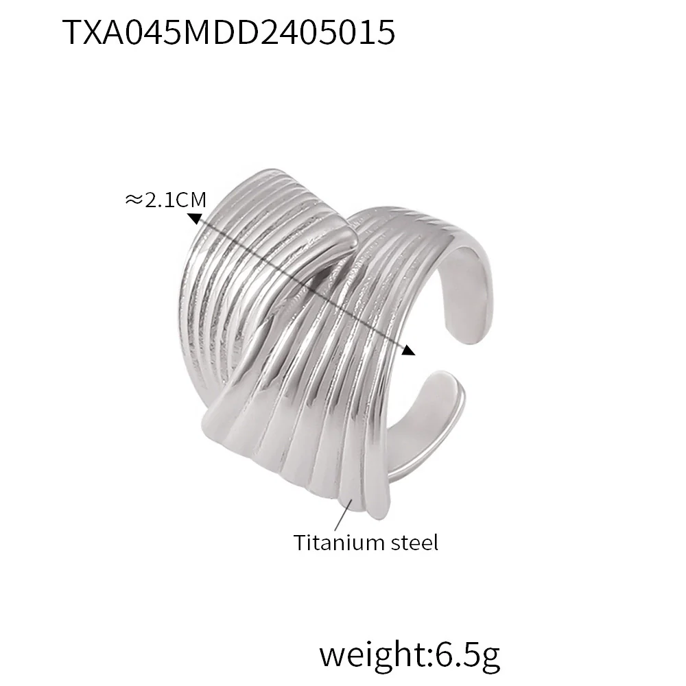 Wholesale 18K Gold Plated Titanium Steel Hand Polished Geometric Simple Design Earrings And Ring Set For Women - Image 6