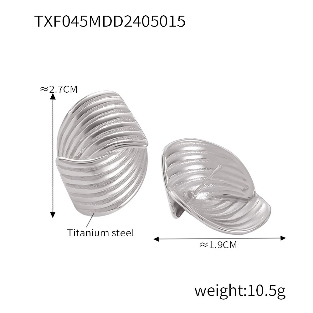 Wholesale 18K Gold Plated Titanium Steel Hand Polished Geometric Simple Design Earrings And Ring Set For Women - Image 8