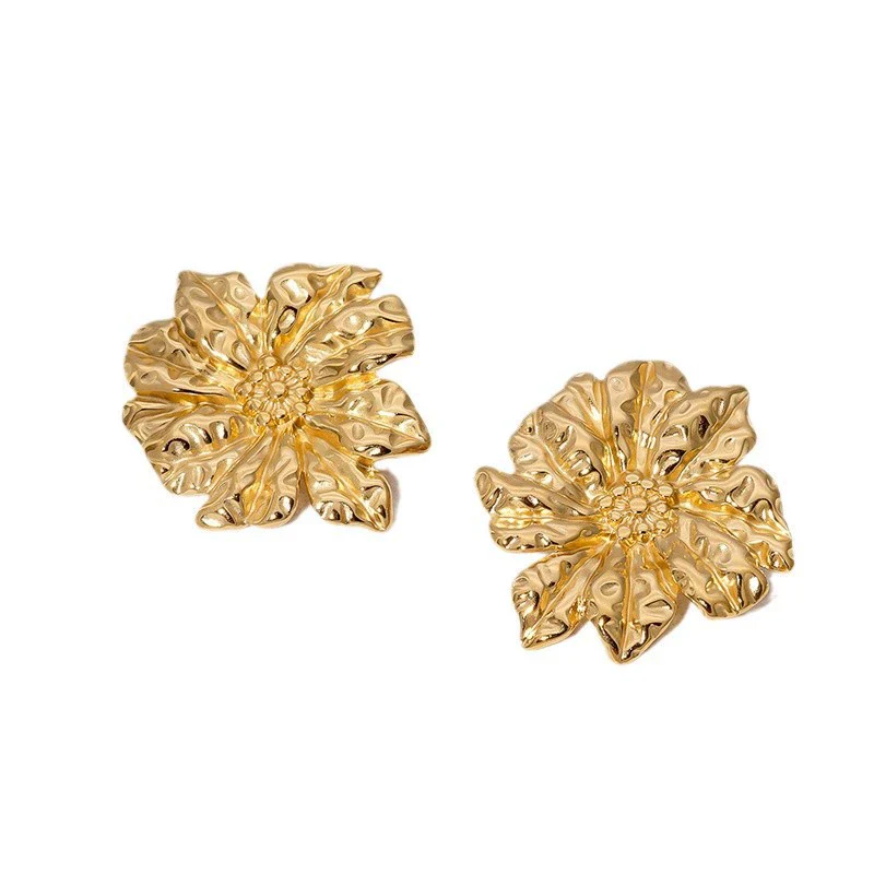Wholesale 18K Goldplated Stainless Steel Flowershaped Earrings For Women - Image 5
