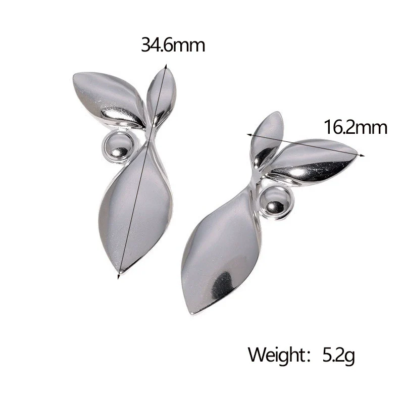 Wholesale 18K Goldplated Stainless Steel Minimalist Leaves Earrings For Women - Image 6