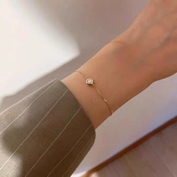 Wholesale 225 Silver Geometric Sweet Style Bubble Gum Bracelet Plated With 18K Gold Inlaid With Single Zircon - Image 3