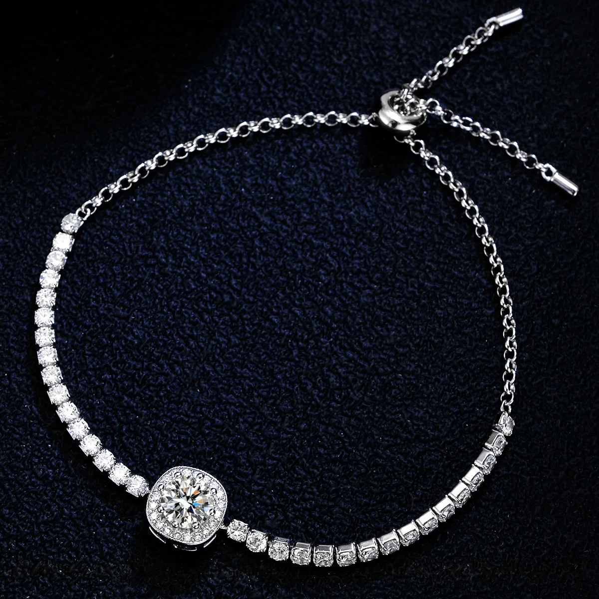 Wholesale 925 Silver Bracelet With Moissanite Square Bag Simple Style With Letters Numbers Text For Women