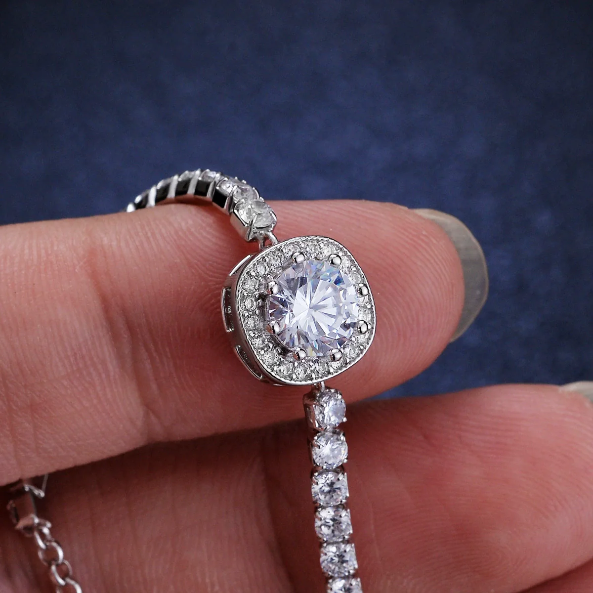 Wholesale 925 Silver Bracelet With Moissanite Square Bag Simple Style With Letters Numbers Text For Women - Image 4