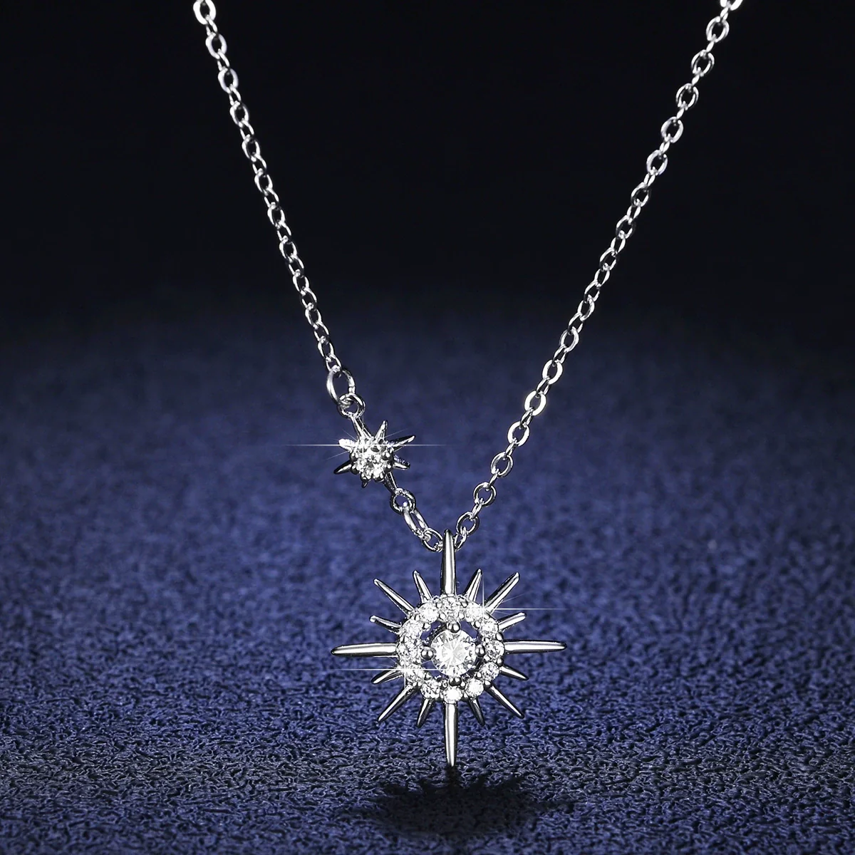 Wholesale 925 Silver Constellation Star And Moon Pendant Necklace For Women