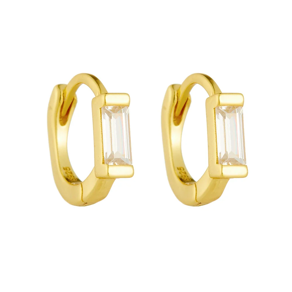 Wholesale 925 Silver Geometric Diamond Rectangular Zircon 14K Gold Plated Light Luxury Women's Earrings - Image 5