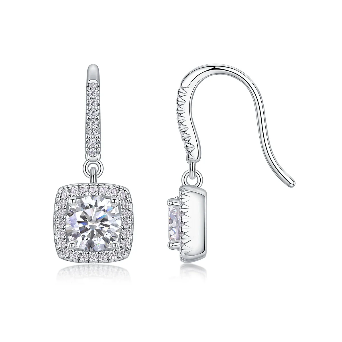 Wholesale 925 Silver Geometric Moissanite Earrings Set With Diamonds For Women