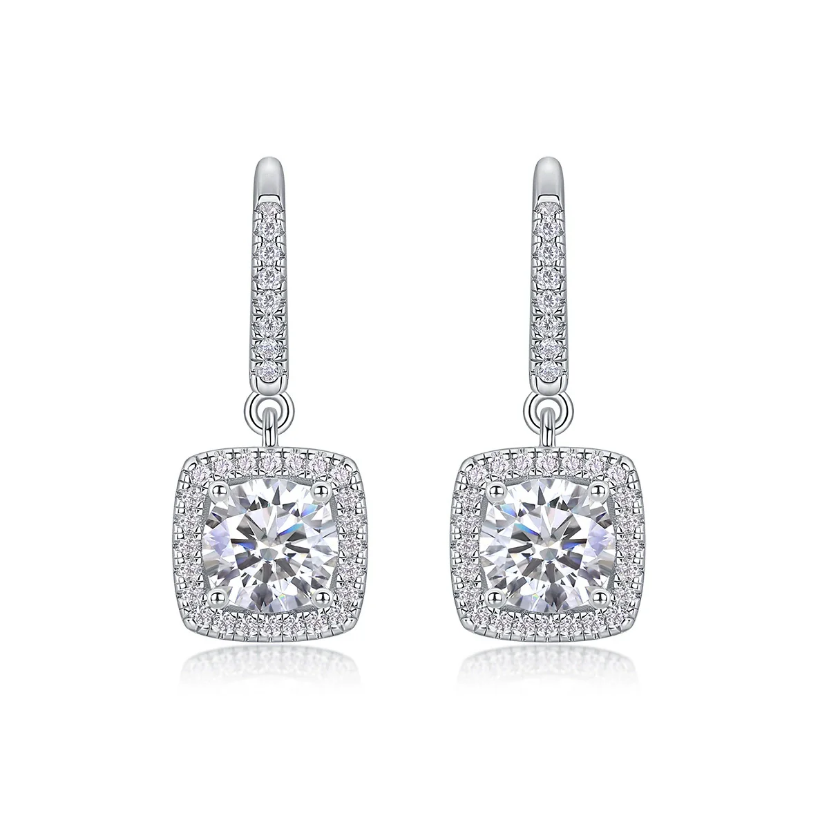 Wholesale 925 Silver Geometric Moissanite Earrings Set With Diamonds For Women - Image 3