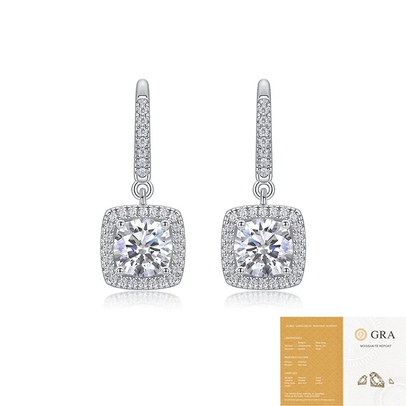 Wholesale 925 Silver Geometric Moissanite Earrings Set With Diamonds For Women - Image 5