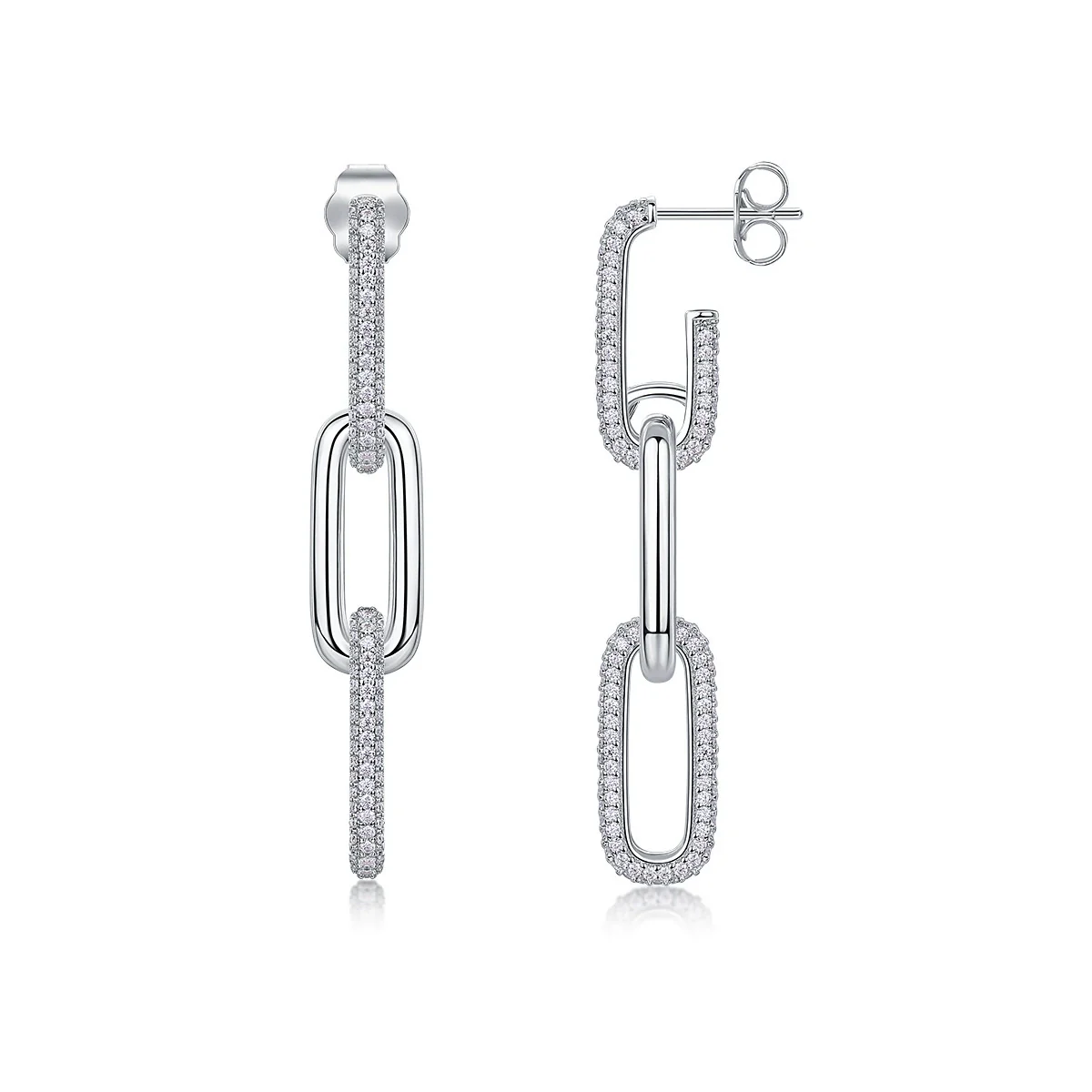 Wholesale 925 Silver Moissanite Geometric Fashion Light Luxury Women's Earrings Set With Diamonds - Image 4