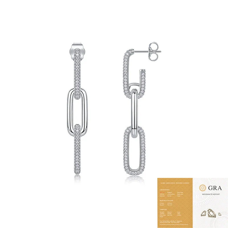 Wholesale 925 Silver Moissanite Geometric Fashion Light Luxury Women's Earrings Set With Diamonds - Image 5
