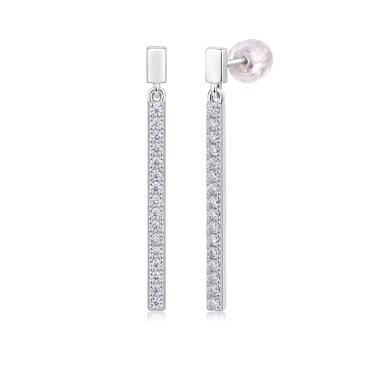 Wholesale 925 Silver Moissanite Inlaid Geometric Fashion Earrings