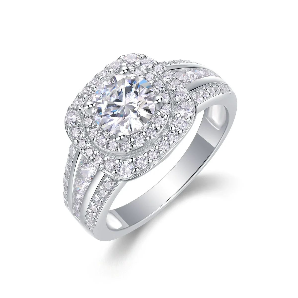 Wholesale 925 Silver Moissanite Inlay Geometric Fashion Women's Ring