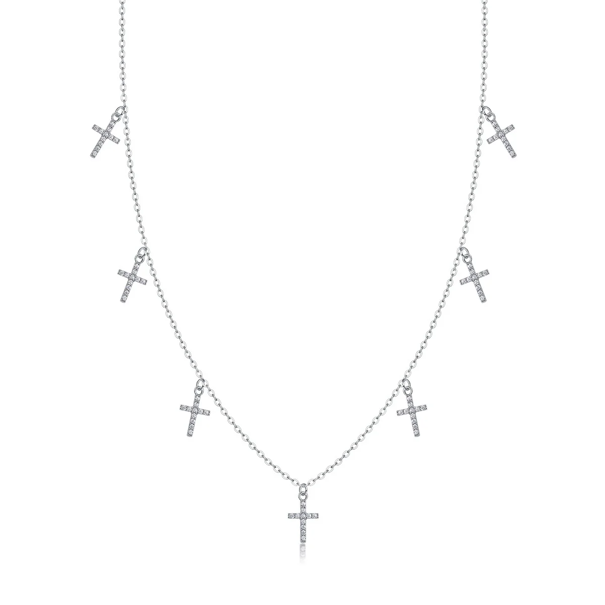 Wholesale 925 Silver Necklace With Moissanite Pendant And Cross Chain Fashionable And Set With Diamonds - Image 4
