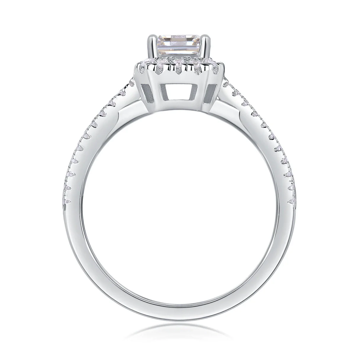 Wholesale 925 Silver Rectangular Moissanite Geometric Trendy Highend Female Ring Set With Diamonds - Image 3