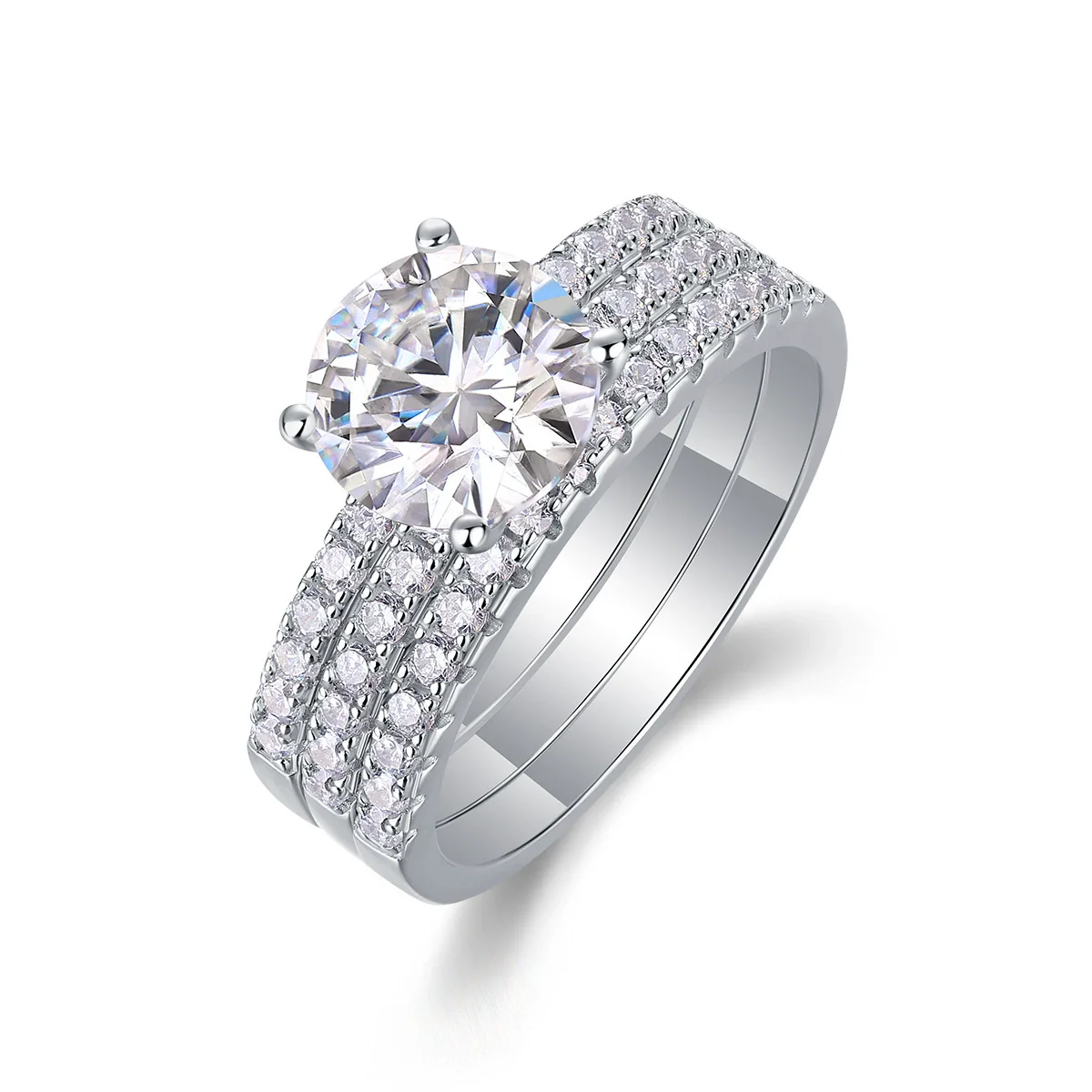 Wholesale 925 Silver Ring Set With Diamonds Geometric Style For Women - Image 5
