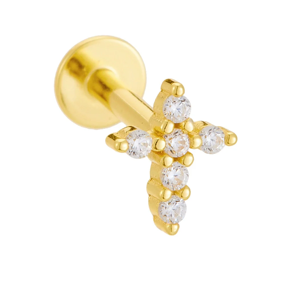 Wholesale 925 Sterling Silver Diamond Cross Cartilage Piercing Earrings For Women - Image 5