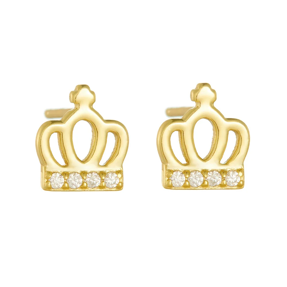Wholesale 925 Sterling Silver Diamond Crown Earrings For Women - Image 4