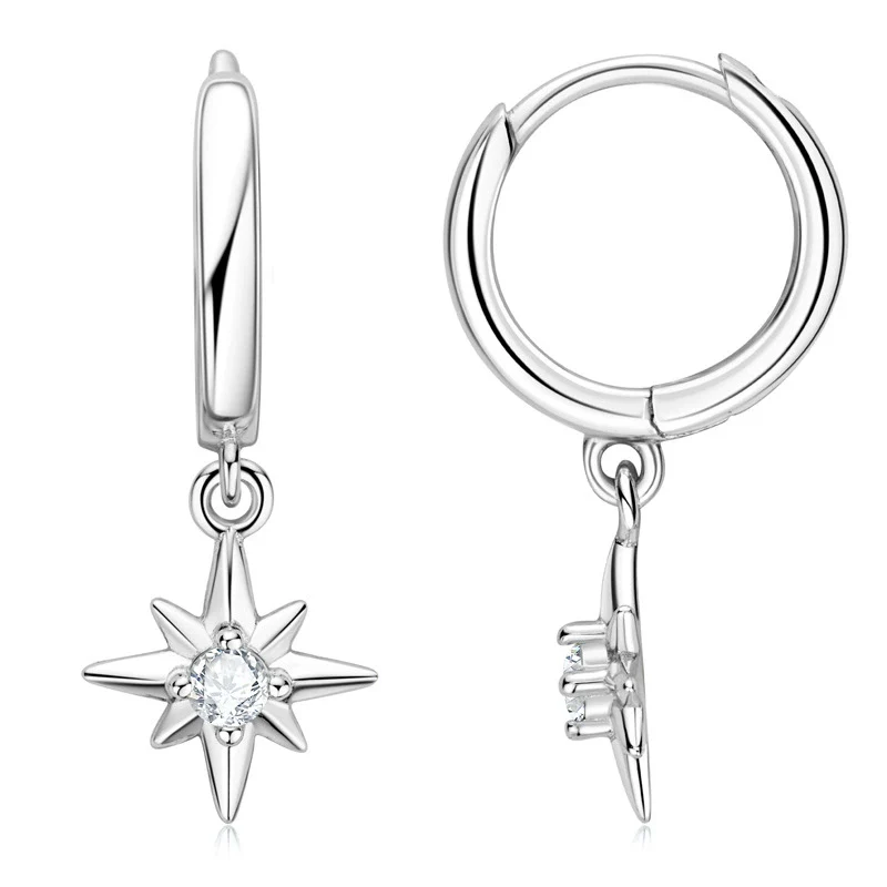 Wholesale 925 Sterling Silver Electroplated 18K Gold Sixpointed Star Earrings For Women - Image 3
