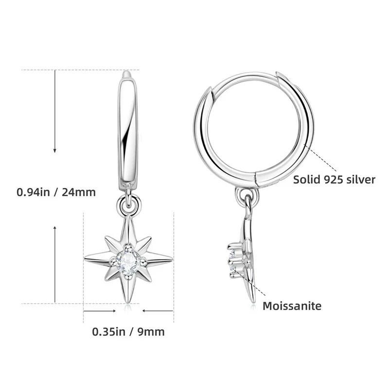 Wholesale 925 Sterling Silver Electroplated 18K Gold Sixpointed Star Earrings For Women - Image 4