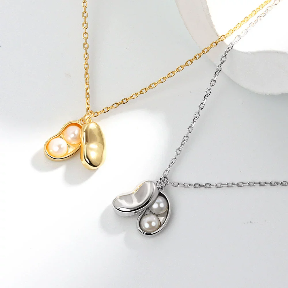 Wholesale 925 Sterling Silver Fashion Pearl Pod Pendant Necklace For Women With Electroplating - Image 4