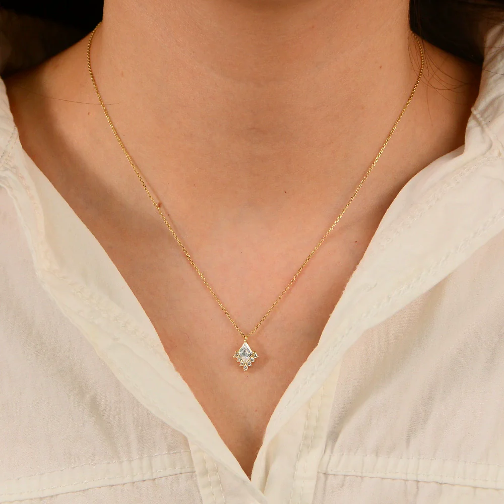 Wholesale 925 Sterling Silver Geometric Diamond Zircon Pendant Necklace For Women - Image 4