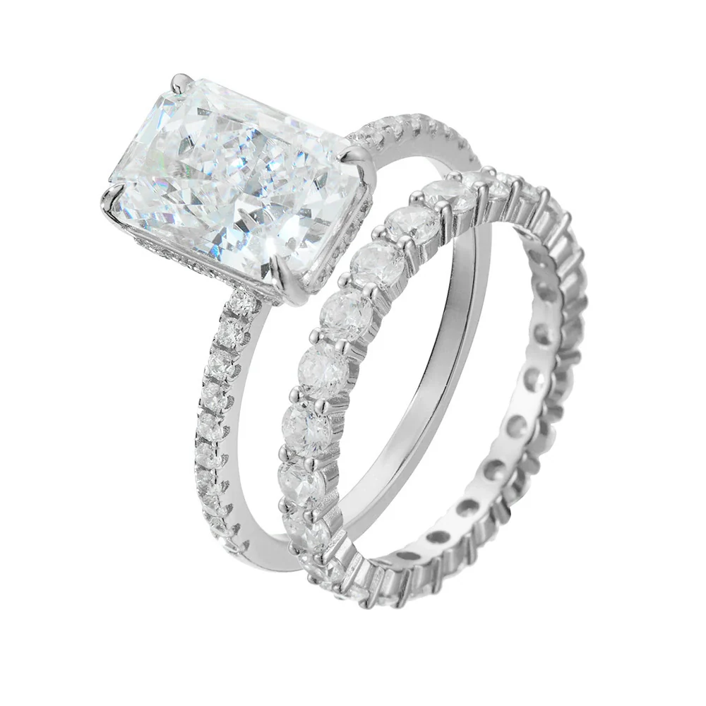 Wholesale 925 Sterling Silver Geometric Diamondencrusted Zircon Set Ring For Women - Image 5