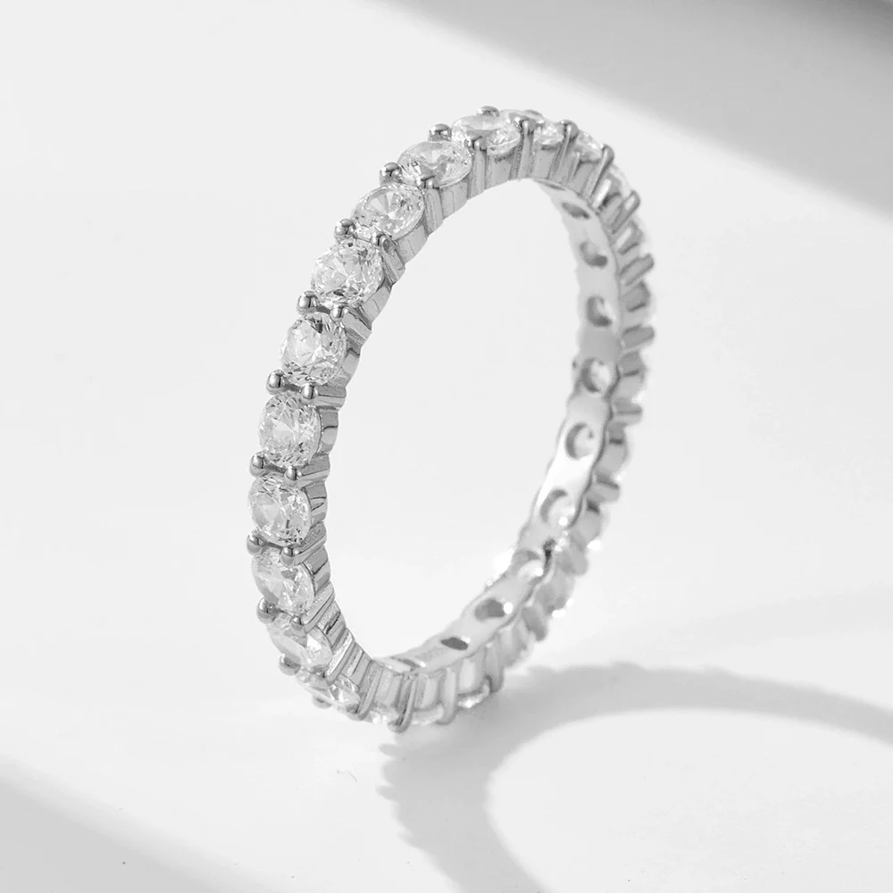 Wholesale 925 Sterling Silver Geometric Diamondencrusted Zircon Set Ring For Women - Image 7