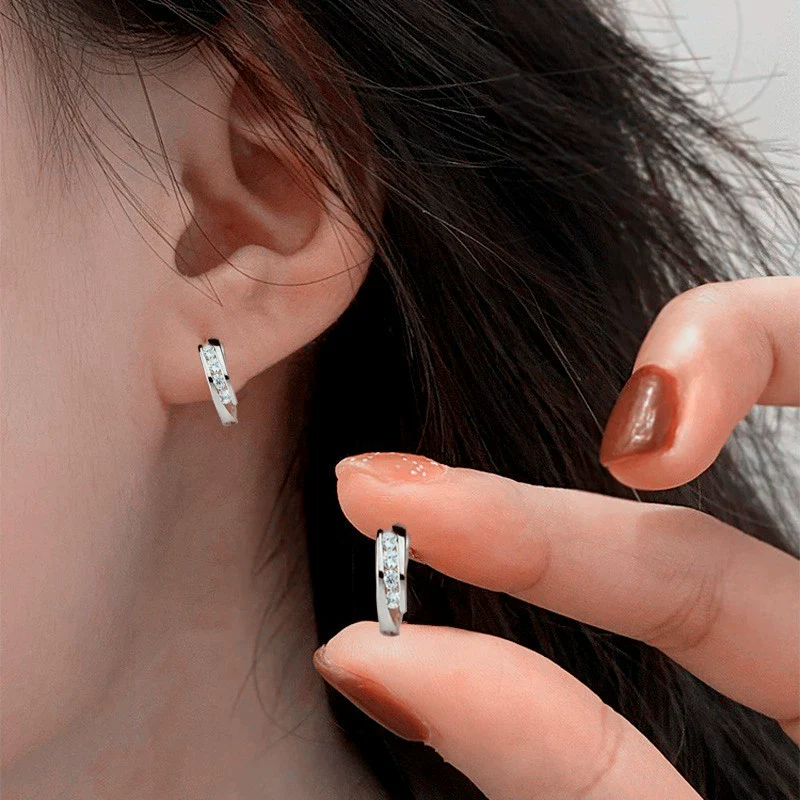 Wholesale 925 Sterling Silver Geometric Earrings Set With Diamonds 18K Gold Plated - Image 6