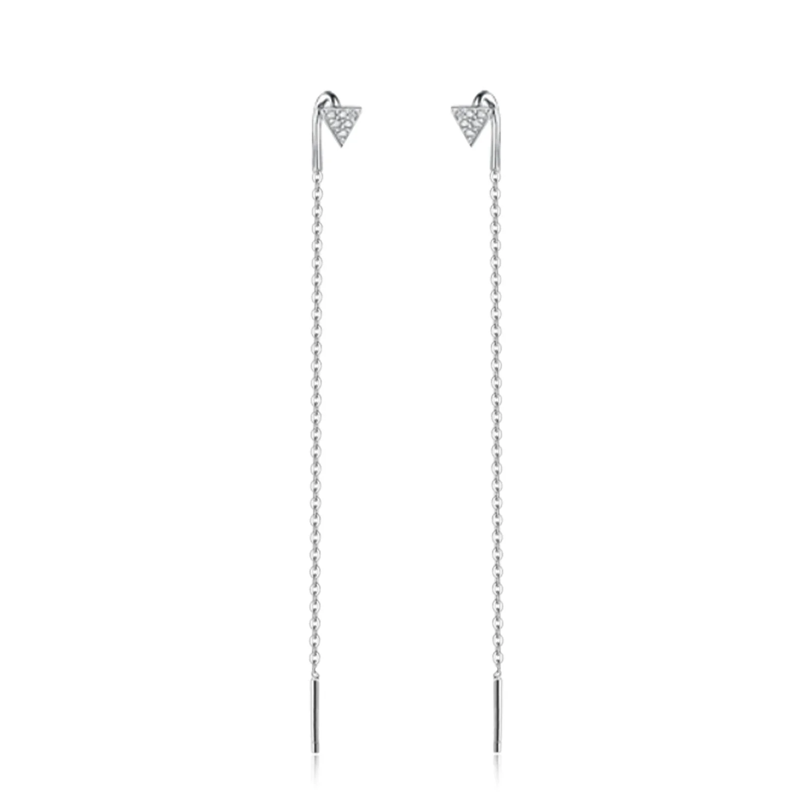 Wholesale 925 Sterling Silver Geometric Long Tassel Chain Zircon Earrings For Women - Image 5