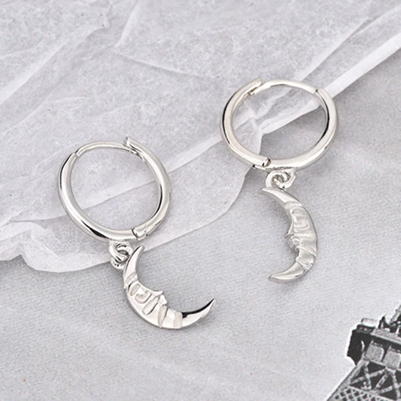 Wholesale 925 Sterling Silver Geometric Moon Ear Buckle Earrings For Women Electroplated - Image 6