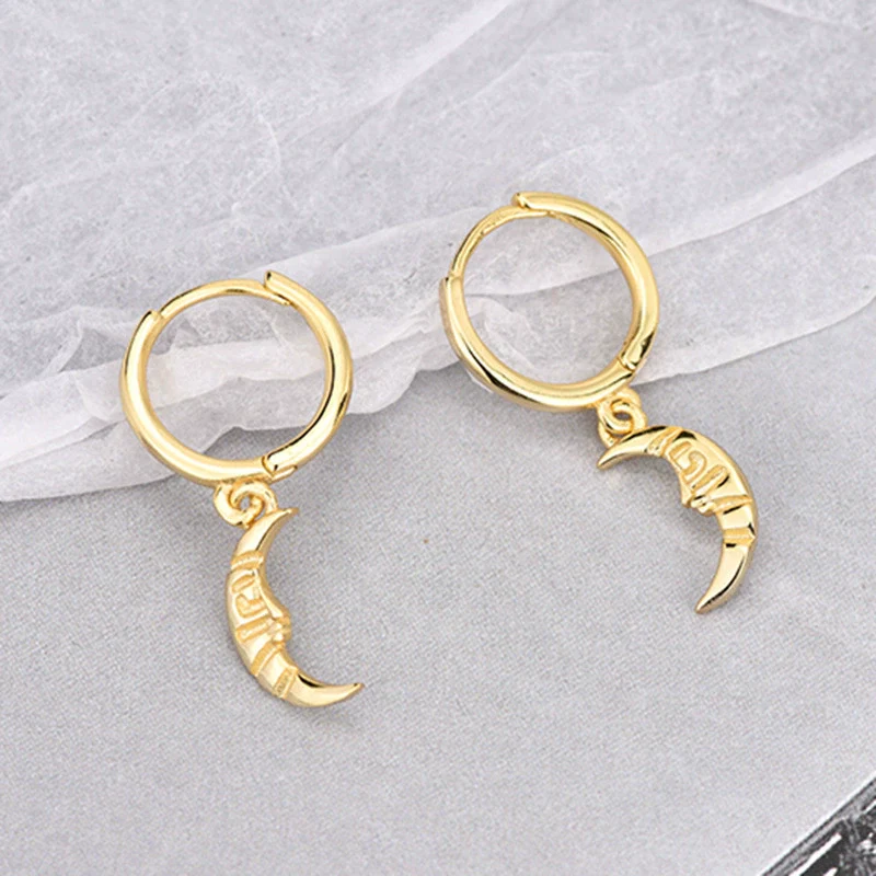Wholesale 925 Sterling Silver Geometric Moon Ear Buckle Earrings For Women Electroplated - Image 7