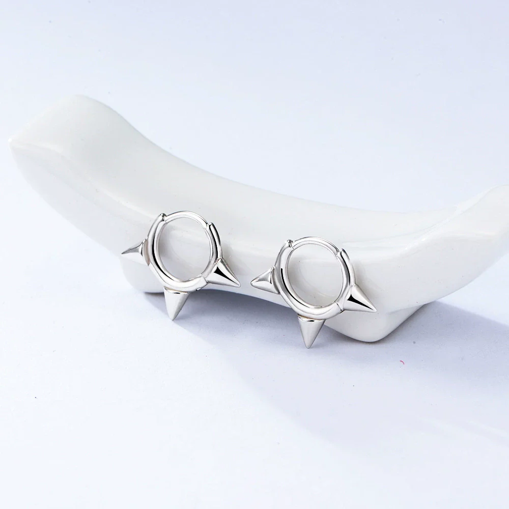 Wholesale 925 Sterling Silver Geometric Punk Style Spiked Ear Buckle Earrings For Women - Image 2