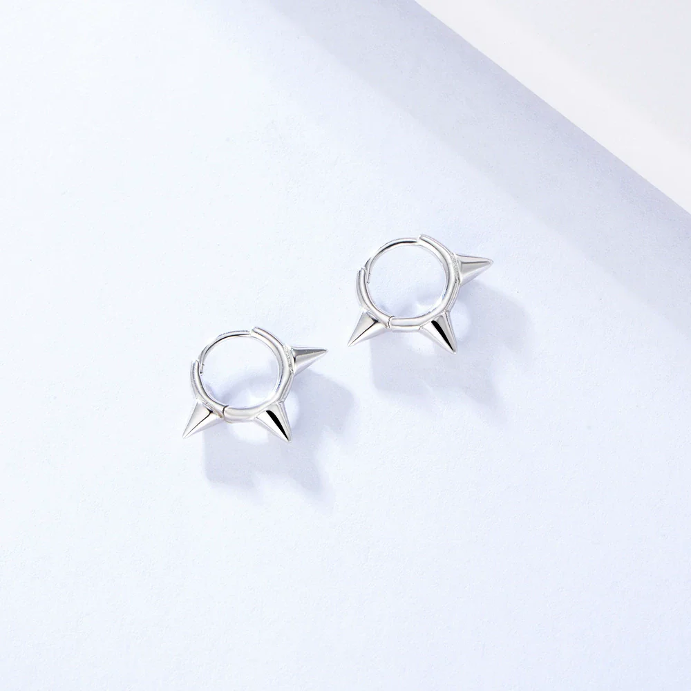 Wholesale 925 Sterling Silver Geometric Punk Style Spiked Ear Buckle Earrings For Women - Image 5