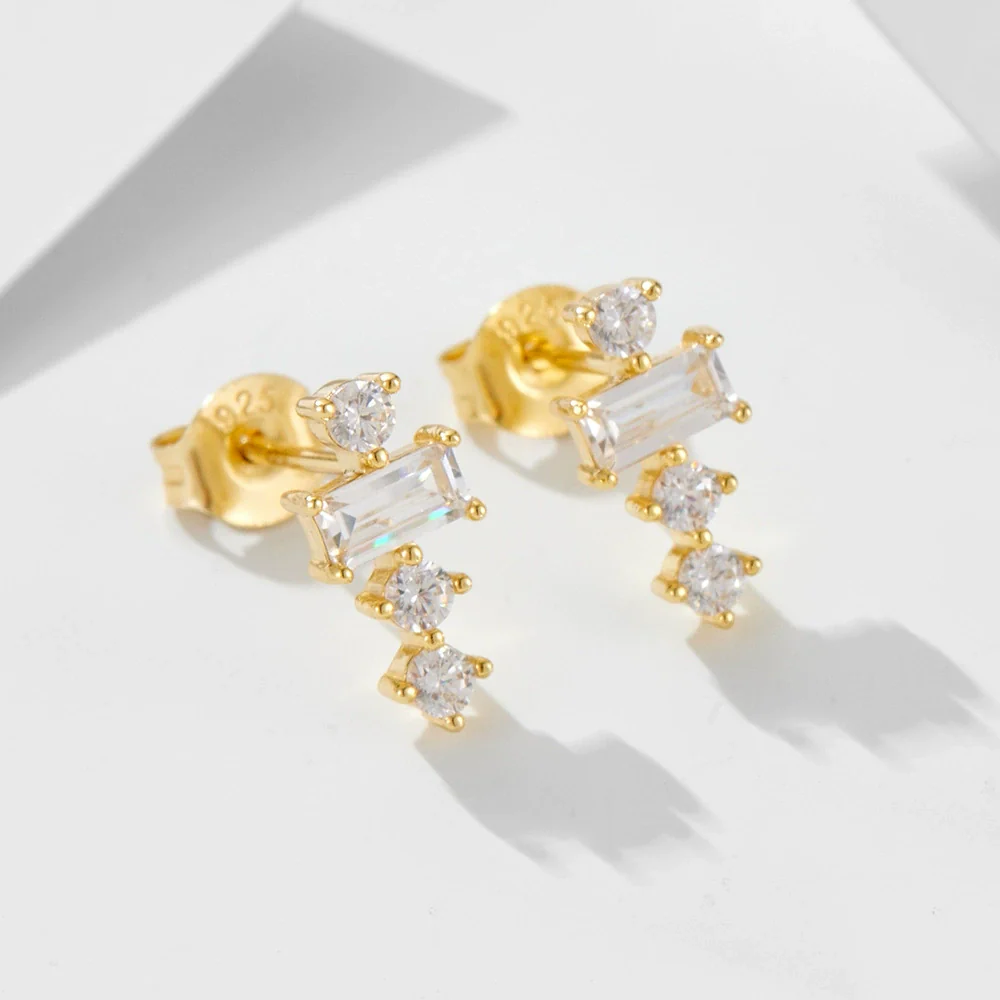 Wholesale 925 Sterling Silver Geometric Square Zircon Diamond Earrings For Women - Image 6