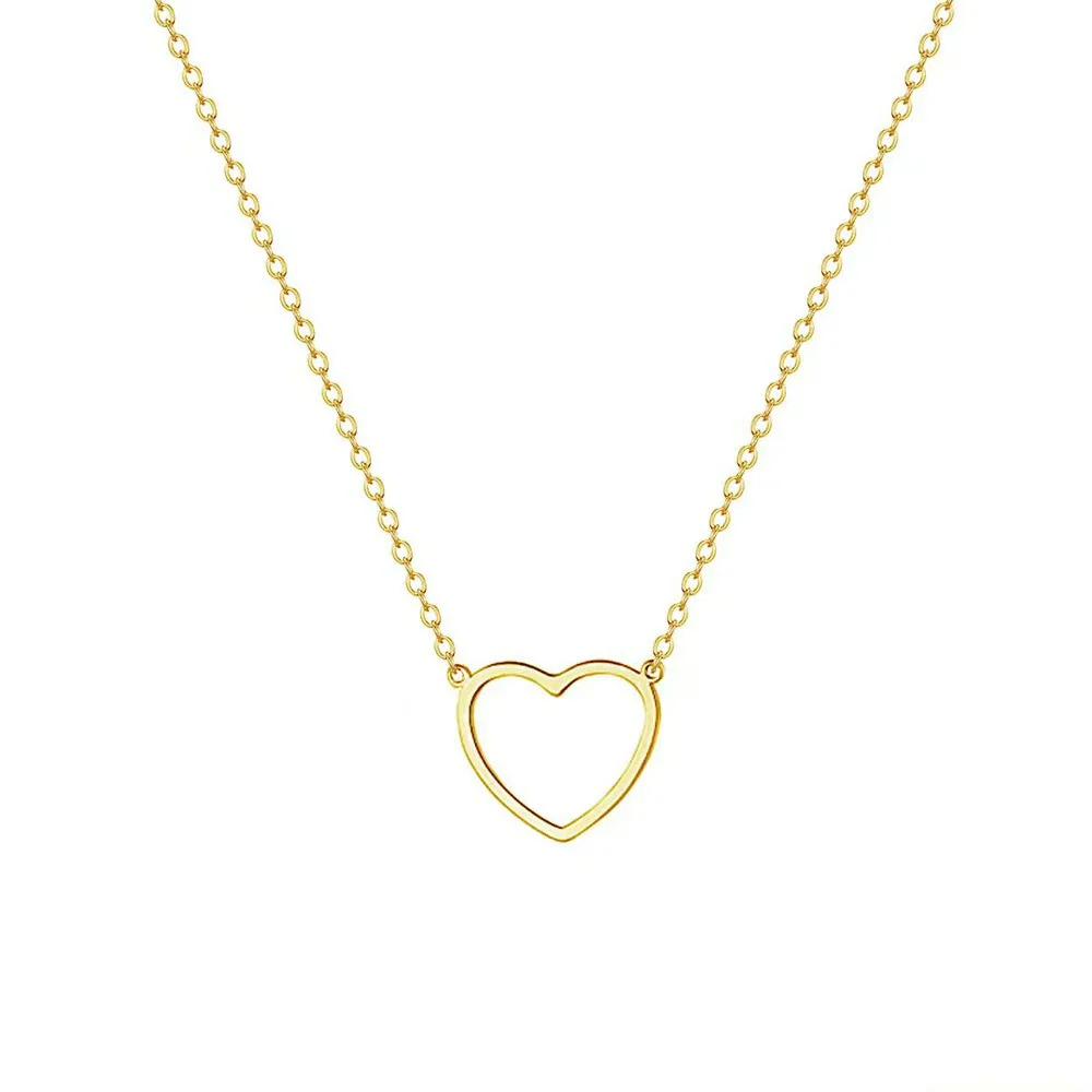 Wholesale 925 Sterling Silver Heartshaped Necklace Plain Heart Pendant Polish Finish Women's O Chain