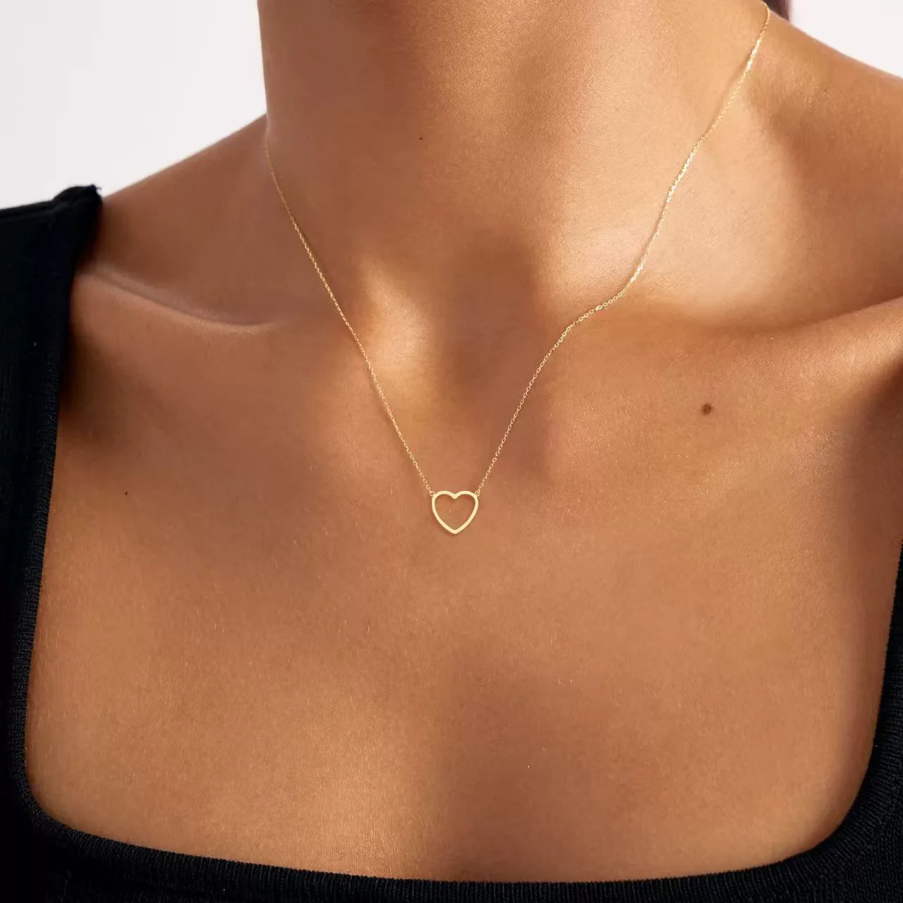 Wholesale 925 Sterling Silver Heartshaped Necklace Plain Heart Pendant Polish Finish Women's O Chain - Image 2