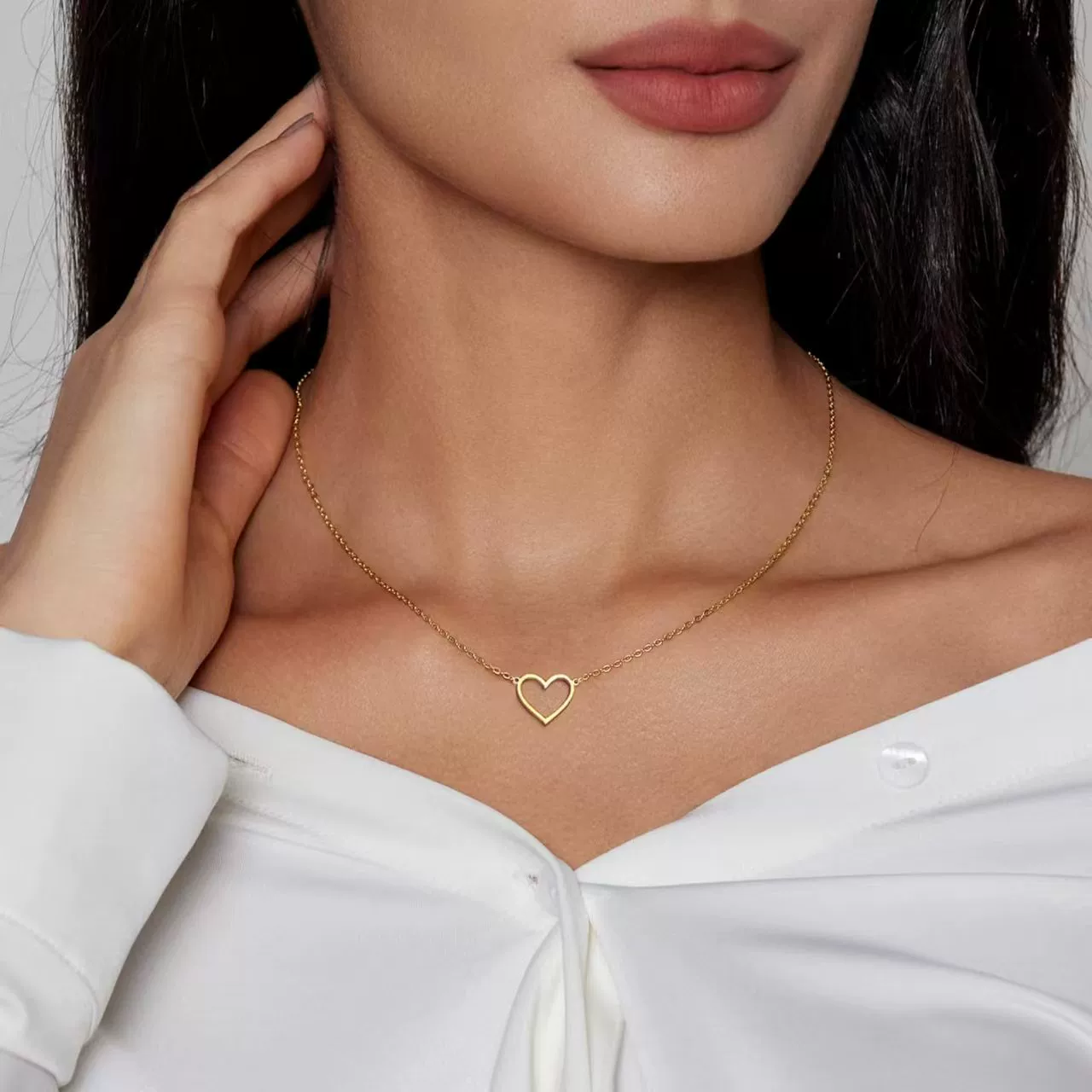 Wholesale 925 Sterling Silver Heartshaped Necklace Plain Heart Pendant Polish Finish Women's O Chain - Image 3