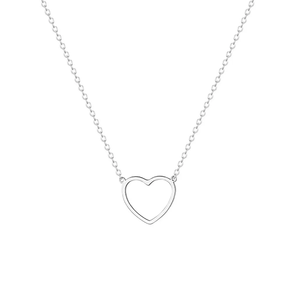Wholesale 925 Sterling Silver Heartshaped Necklace Plain Heart Pendant Polish Finish Women's O Chain - Image 5
