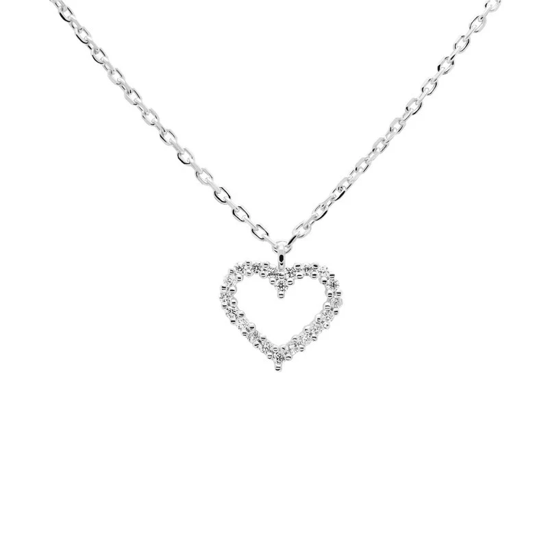 Wholesale 925 Sterling Silver Heartshaped Necklace With Diamond Zircon And Ochain - Image 5
