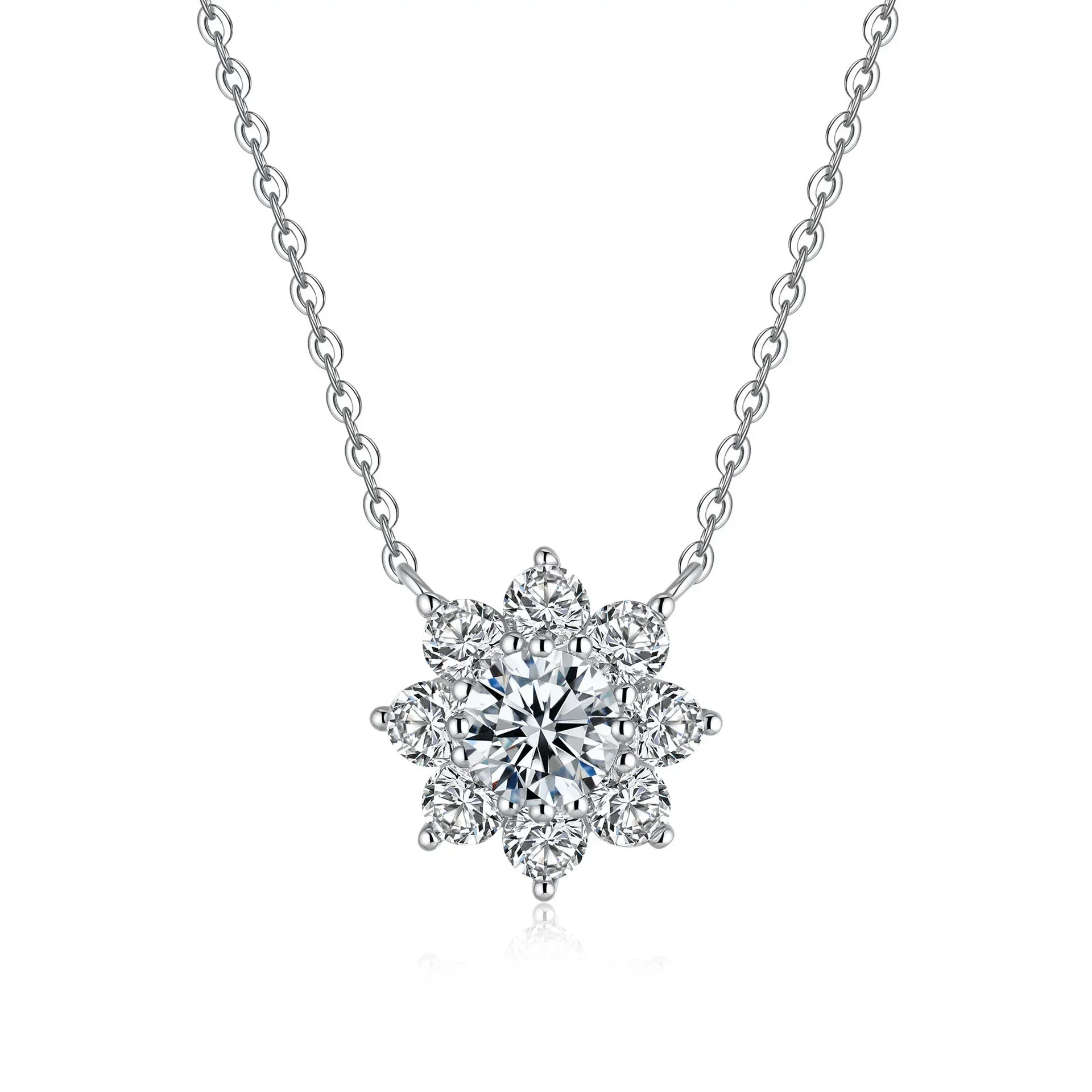 Wholesale 925 Sterling Silver Ladies Pendant Necklace With Sunflower And Snowflake Patterns Simple Style - Image 5