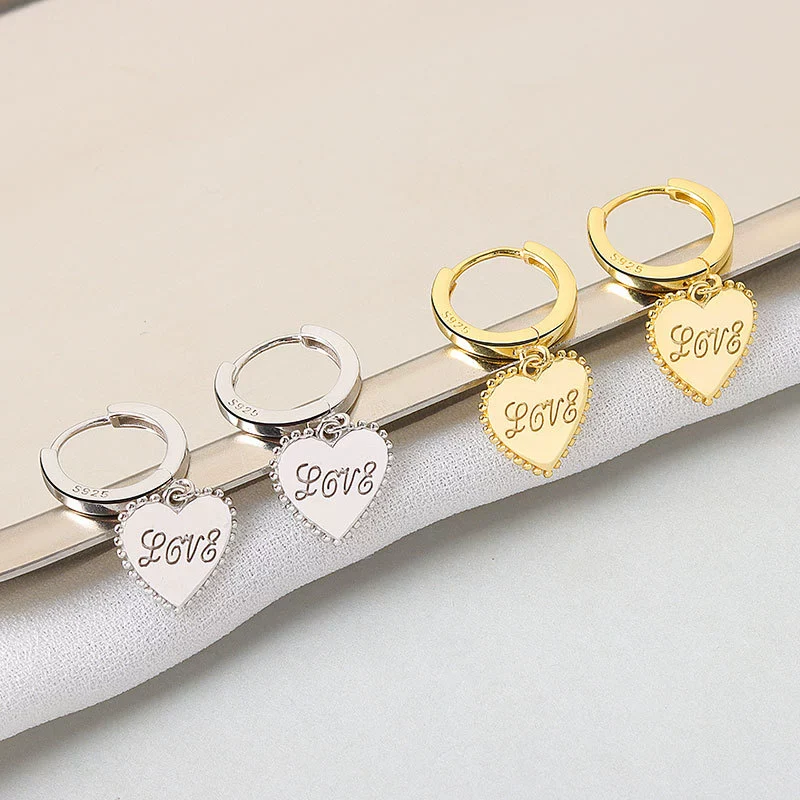 Wholesale 925 Sterling Silver Love Ear Buckle Earrings With Flower Pattern For Women Light Luxury Style - Image 3