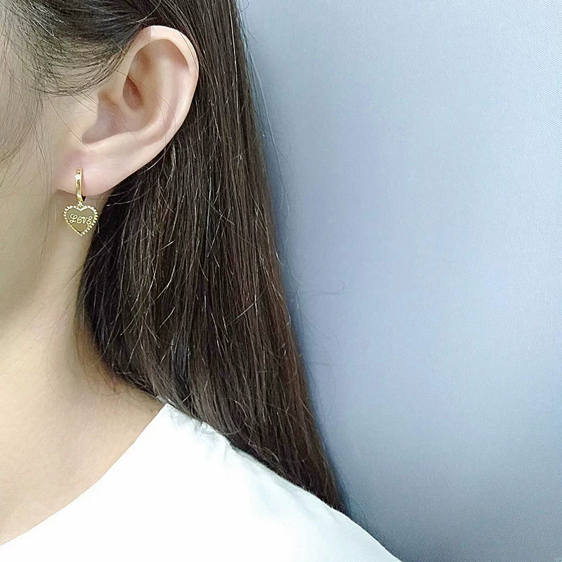 Wholesale 925 Sterling Silver Love Ear Buckle Earrings With Flower Pattern For Women Light Luxury Style - Image 4