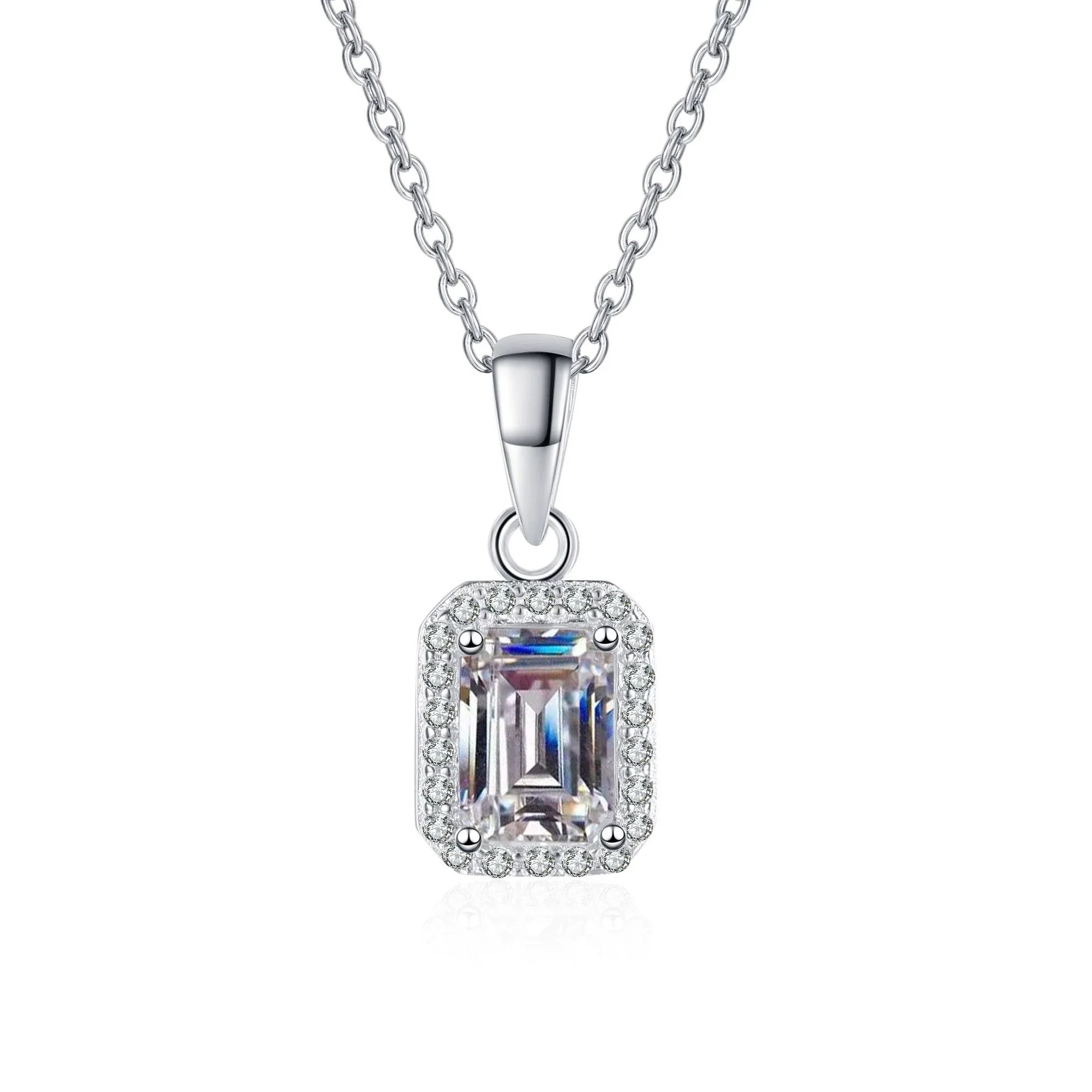 Wholesale 925 Sterling Silver Moissanite Clavicle Necklace With Geometric Pattern And Cross Chain Pt950 Gold Plated - Image 5