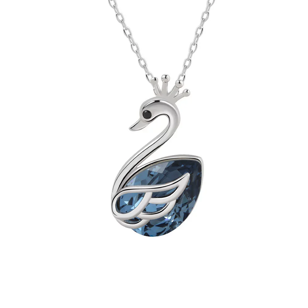 Wholesale 925 Sterling Silver Necklace With Geometric Crown Swan Pendant Electroplated For Women - Image 5