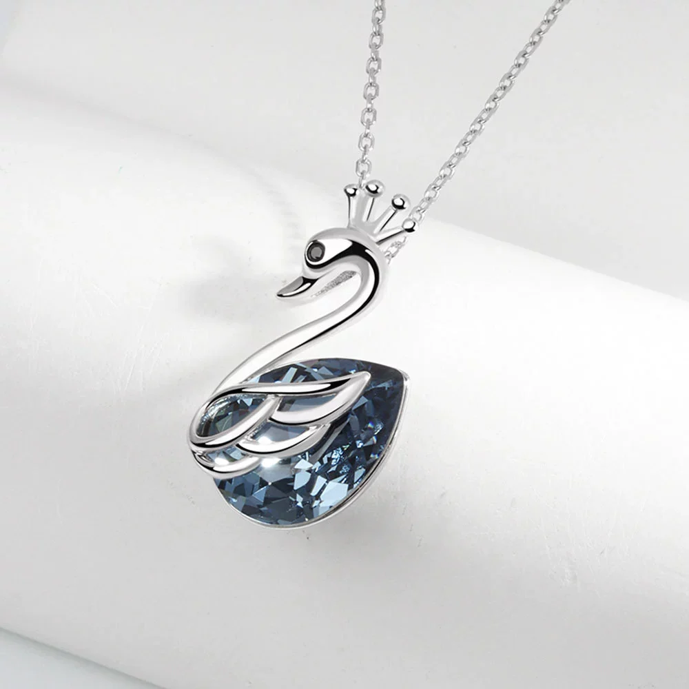Wholesale 925 Sterling Silver Necklace With Geometric Crown Swan Pendant Electroplated For Women - Image 6