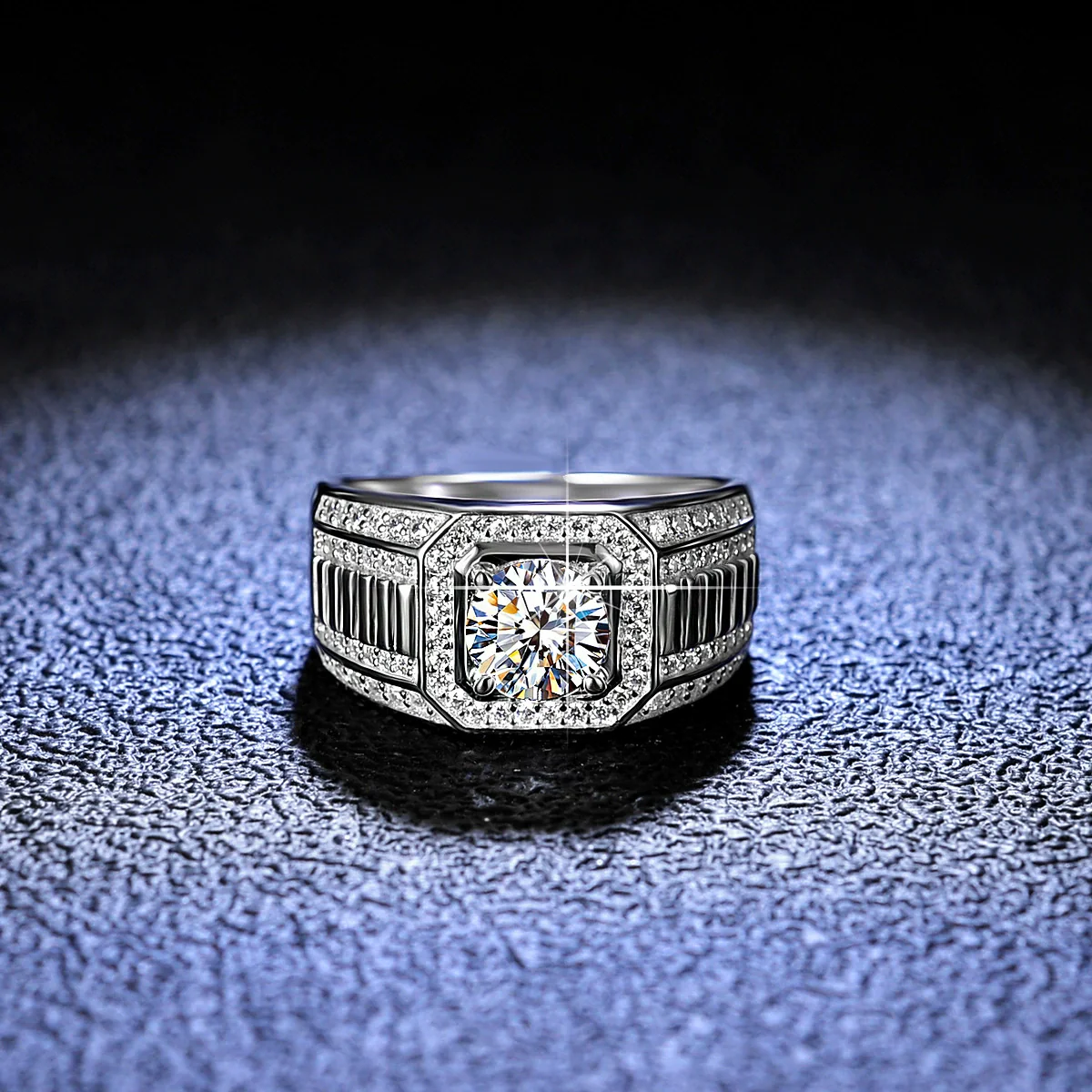 Wholesale 925 Sterling Silver Platinumplated Heart Moissanite Ring For Men - Image 2